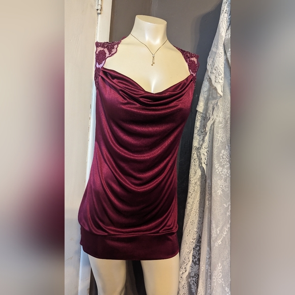Charlotte Russe sangria silky color crowl neck sexy Valentine's club dress large - Picture 1 of 6